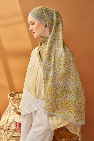 Riva Şal Tencel Secret Garden Sarı - Riva Şal - | Silk Home