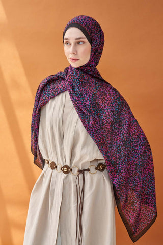 Riva Şal Tencel Secret Garden Siyah - Riva Şal - | Silk Home