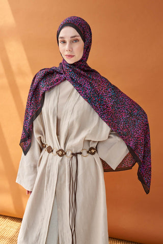 Riva Şal Tencel Secret Garden Siyah - Riva Şal - | Silk Home