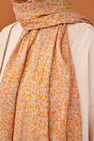 Riva Şal Tencel Secret Garden Turuncu - Riva Şal - | Silk Home