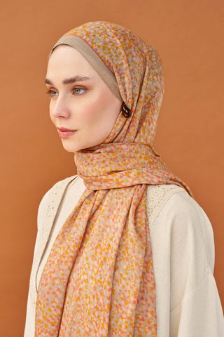 Riva Şal Tencel Secret Garden Turuncu - Riva Şal - | Silk Home