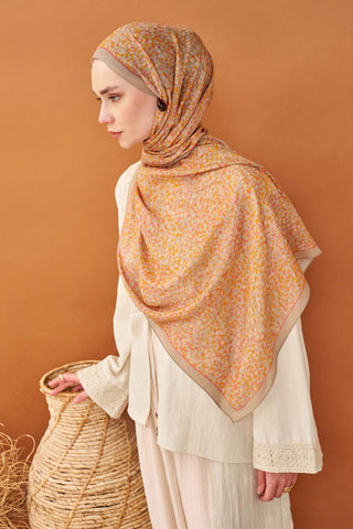 Riva Şal Tencel Secret Garden Turuncu - Riva Şal - | Silk Home