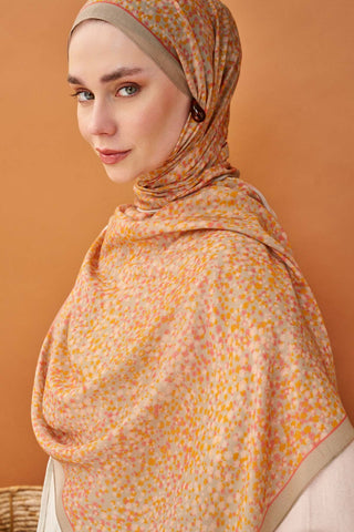 Riva Şal Tencel Secret Garden Turuncu - Riva Şal - | Silk Home