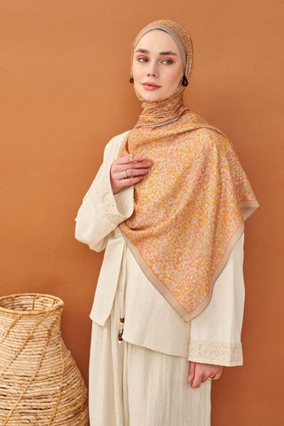 Riva Şal Tencel Secret Garden Turuncu - Riva Şal - | Silk Home