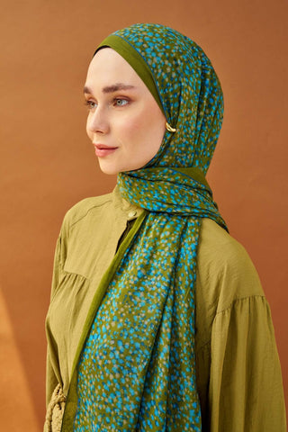 Riva Şal Tencel Secret Garden Yağ Yeşili - Riva Şal - | Silk Home