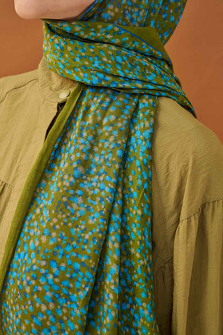 Riva Şal Tencel Secret Garden Yağ Yeşili - Riva Şal - | Silk Home