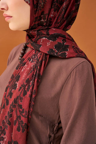 Riva Şal Tencel Spring Blossoms Bordo - Riva Şal - | Silk Home