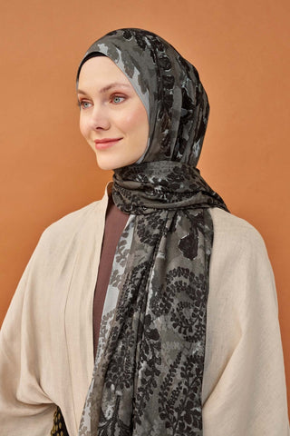 Riva Şal Tencel Spring Blossoms Füme - Riva Şal - | Silk Home