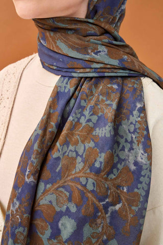Riva Şal Tencel Spring Blossoms Gece Mavisi - Riva Şal - | Silk Home