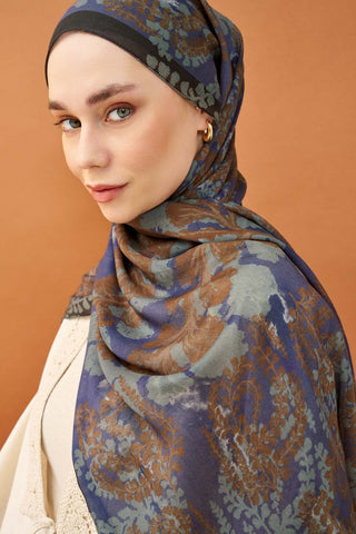 Riva Şal Tencel Spring Blossoms Gece Mavisi - Riva Şal - | Silk Home