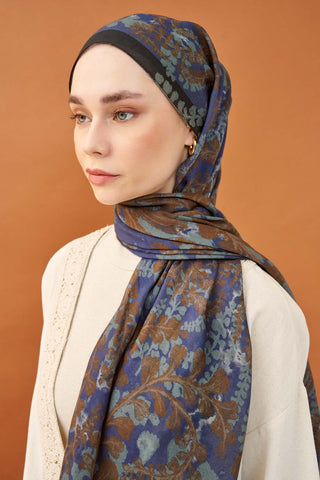 Riva Şal Tencel Spring Blossoms Gece Mavisi - Riva Şal - | Silk Home