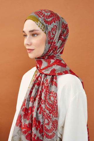 Riva Şal Tencel Spring Blossoms Kırmızı - Riva Şal - | Silk Home