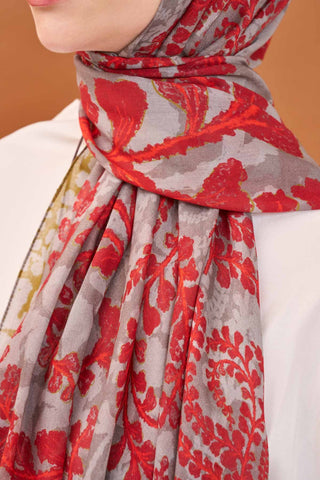 Riva Şal Tencel Spring Blossoms Kırmızı - Riva Şal - | Silk Home