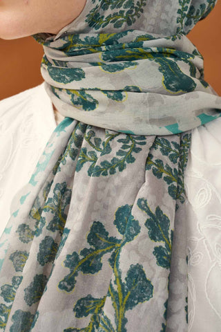 Riva Şal Tencel Spring Blossoms Koyu Gri - Riva Şal - | Silk Home
