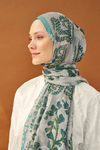 Riva Şal Tencel Spring Blossoms Koyu Gri - Riva Şal - | Silk Home