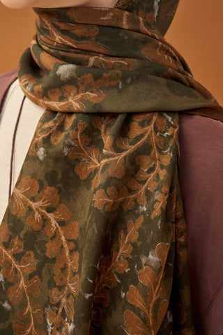 Riva Şal Tencel Spring Blossoms Koyu Yeşil - Riva Şal - | Silk Home
