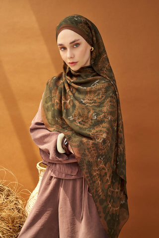 Riva Şal Tencel Spring Blossoms Koyu Yeşil - Riva Şal - | Silk Home