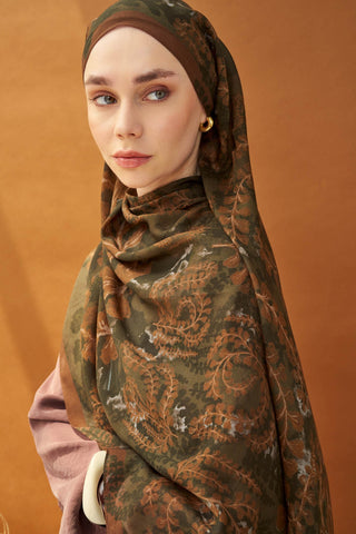 Riva Şal Tencel Spring Blossoms Koyu Yeşil - Riva Şal - | Silk Home