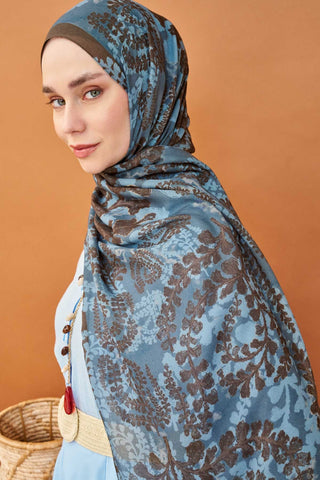 Riva Şal Tencel Spring Blossoms Mavi - Riva Şal - | Silk Home