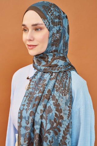 Riva Şal Tencel Spring Blossoms Mavi - Riva Şal - | Silk Home