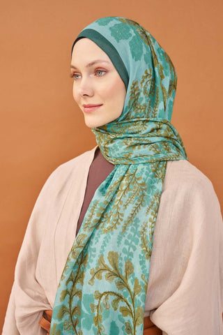 Riva Şal Tencel Spring Blossoms Mint Yeşili - Riva Şal - | Silk Home