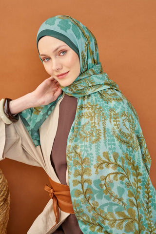 Riva Şal Tencel Spring Blossoms Mint Yeşili - Riva Şal - | Silk Home