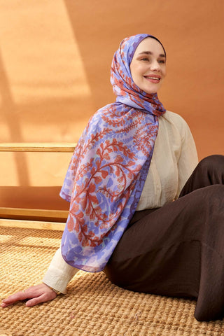 Riva Şal Tencel Spring Blossoms Mor - Riva Şal - | Silk Home