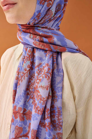 Riva Şal Tencel Spring Blossoms Mor - Riva Şal - | Silk Home