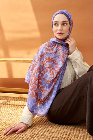 Riva Şal Tencel Spring Blossoms Mor - Riva Şal - | Silk Home