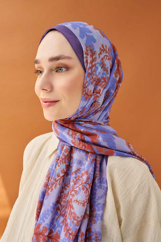 Riva Şal Tencel Spring Blossoms Mor - Riva Şal - | Silk Home