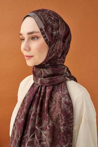 Riva Şal Tencel Spring Blossoms Mürdüm - Riva Şal - | Silk Home