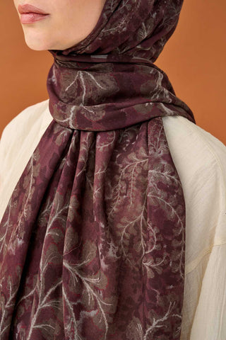 Riva Şal Tencel Spring Blossoms Mürdüm - Riva Şal - | Silk Home