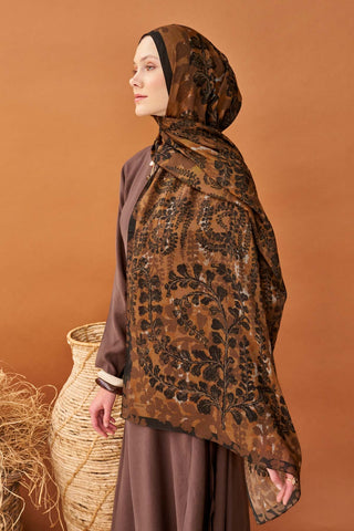 Riva Şal Tencel Spring Blossoms Taba - Riva Şal - | Silk Home