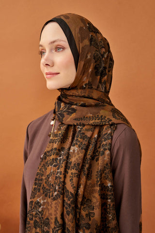 Riva Şal Tencel Spring Blossoms Taba - Riva Şal - | Silk Home