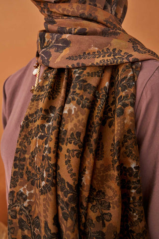 Riva Şal Tencel Spring Blossoms Taba - Riva Şal - | Silk Home