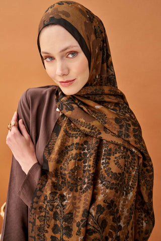 Riva Şal Tencel Spring Blossoms Taba - Riva Şal - | Silk Home