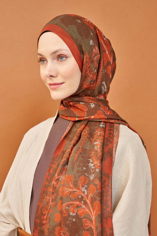 Riva Şal Tencel Spring Blossoms Turuncu - Riva Şal - | Silk Home