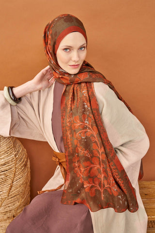 Riva Şal Tencel Spring Blossoms Turuncu - Riva Şal - | Silk Home