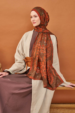 Riva Şal Tencel Spring Blossoms Turuncu - Riva Şal - | Silk Home