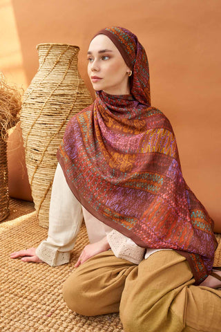 Riva Şal Tencel Terra Kahverengi - Riva Şal - | Silk Home