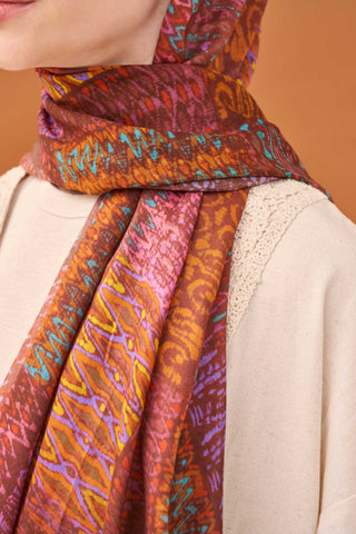Riva Şal Tencel Terra Kahverengi - Riva Şal - | Silk Home