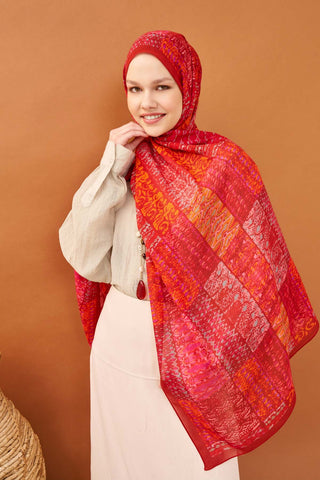 Riva Şal Tencel Terra Kırmızı - Riva Şal - | Silk Home