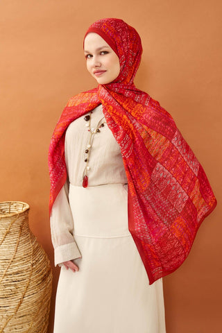 Riva Şal Tencel Terra Kırmızı - Riva Şal - | Silk Home