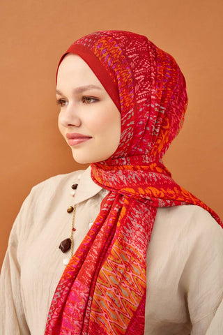 Riva Şal Tencel Terra Kırmızı - Riva Şal - | Silk Home