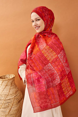 Riva Şal Tencel Terra Kırmızı - Riva Şal - | Silk Home
