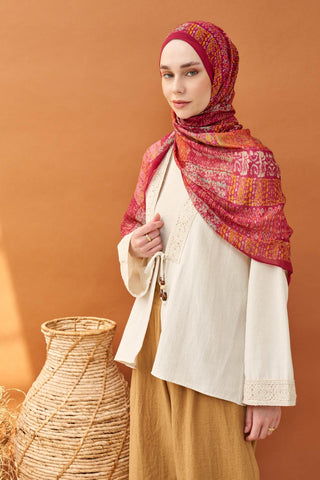 Riva Şal Tencel Terra Koyu Pembe - Riva Şal - | Silk Home