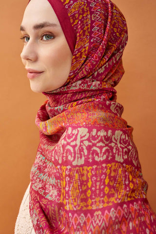 Riva Şal Tencel Terra Koyu Pembe - Riva Şal - | Silk Home