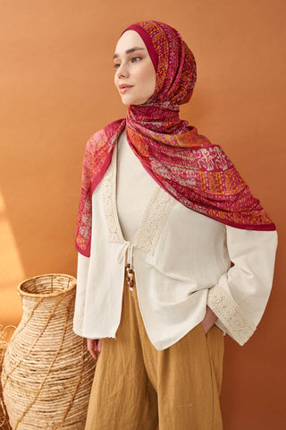 Riva Şal Tencel Terra Koyu Pembe - Riva Şal - | Silk Home