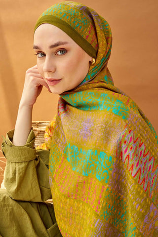 Riva Şal Tencel Terra Yağ Yeşili - Riva Şal - | Silk Home