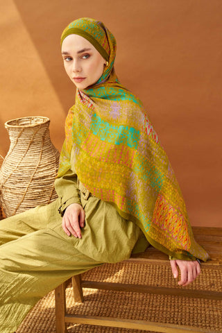 Riva Şal Tencel Terra Yağ Yeşili - Riva Şal - | Silk Home
